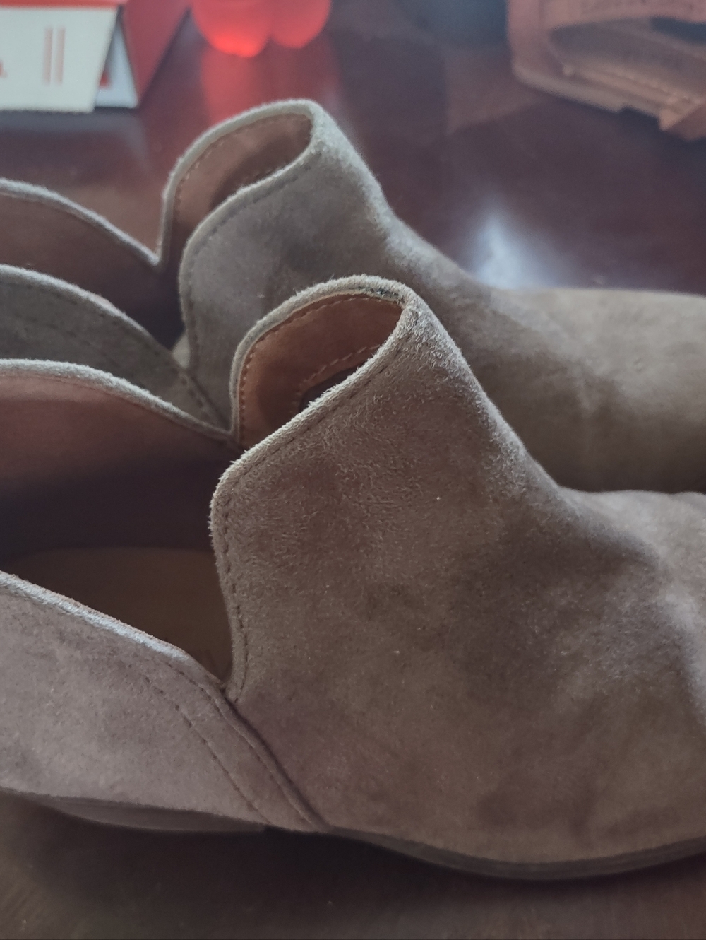 Brown Taupe Suede Flats Loafers